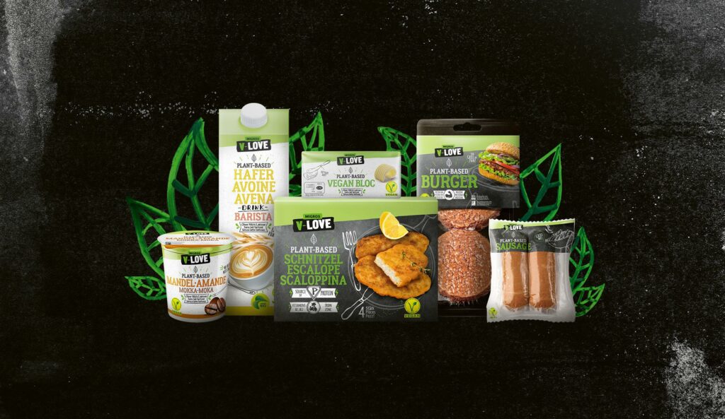 Bild der pflanzenbasierten Produkte von der Migros